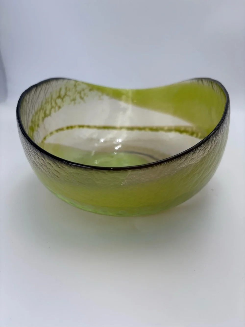 Crate & Barrel Agave Large Centerpiece Bowl Green Murano Glass Made In Italy